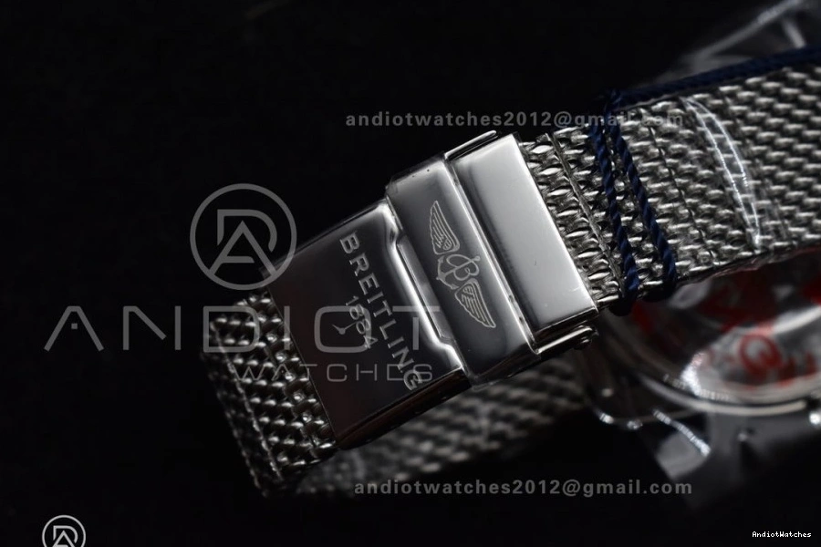 Ceramic BLSF SS Blue Dial and RG Blue II Bracelet Bezel A SuperOcean WaterResistant 1172 Mesh 42mm Heritage Bezel on 1213